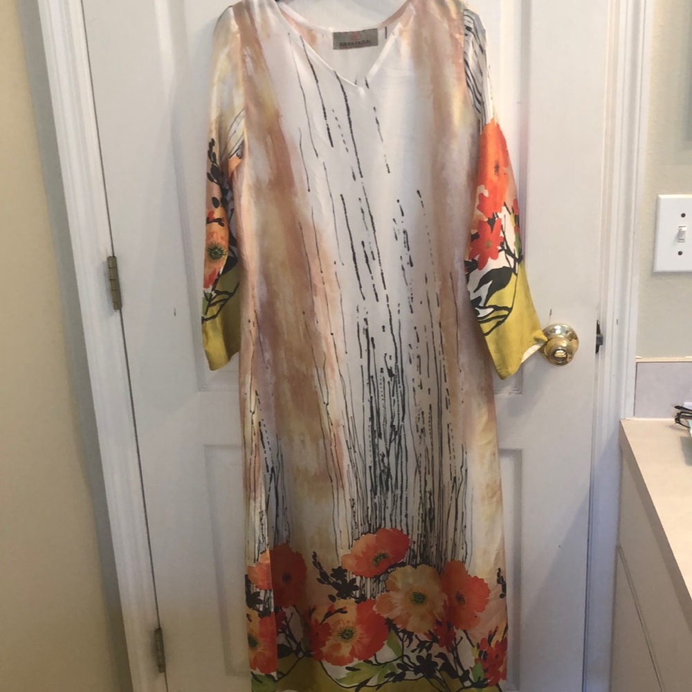 COPY - Kiran Faisal Orange Floral Silk Kurti